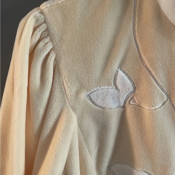 Vtg Diamond Tea Robe Women’s Medium Lounge Dress Nightgown Velour 1/2 Zip - Picture 6 of 9